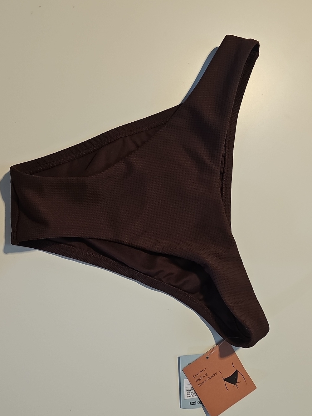 Shade & Shore Women's S Basketweave   Extra Cheeky Brown Bikini Bottom